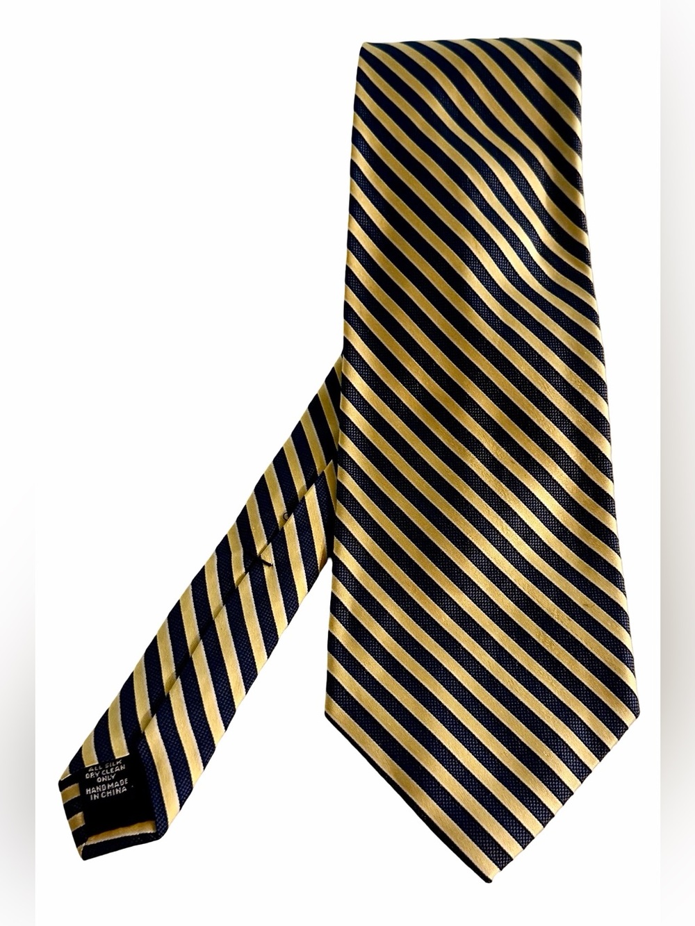 Roundtree & Yorke 100% Silk Navy Gold Striped Repp Necktie Handmade